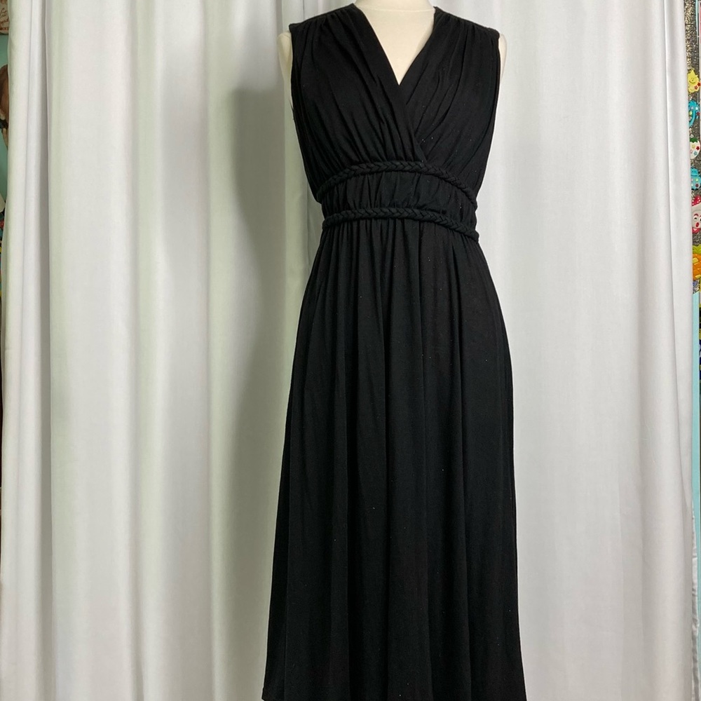 Traffic People sleeveless black knit midi dress, Day to Night, light & comfy!